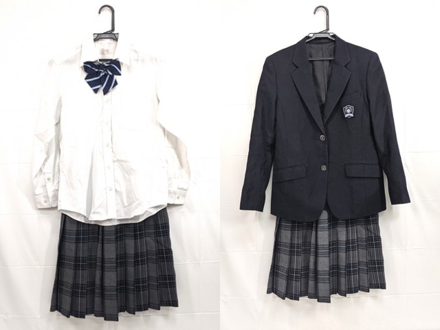 f91 目黒区立大鳥中学校 ブレザー+長袖シャツ+冬服スカート+リボン/yt2233【5XHS】