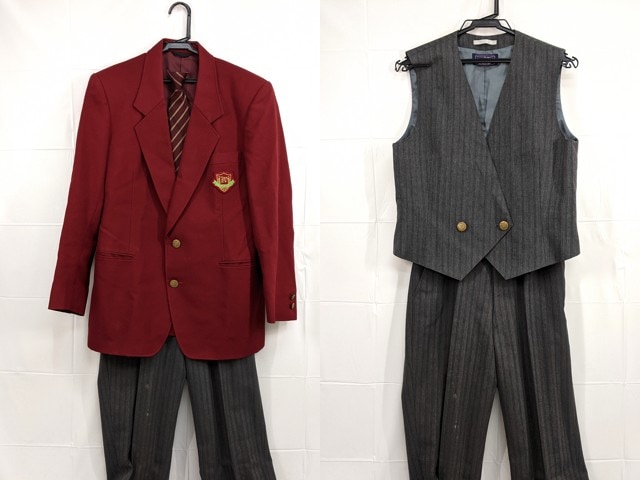 h04 宮城県 亘理中学校 ブレザー+ベスト+冬服ズボン+ネクタイ/yt2386【2XHEV】