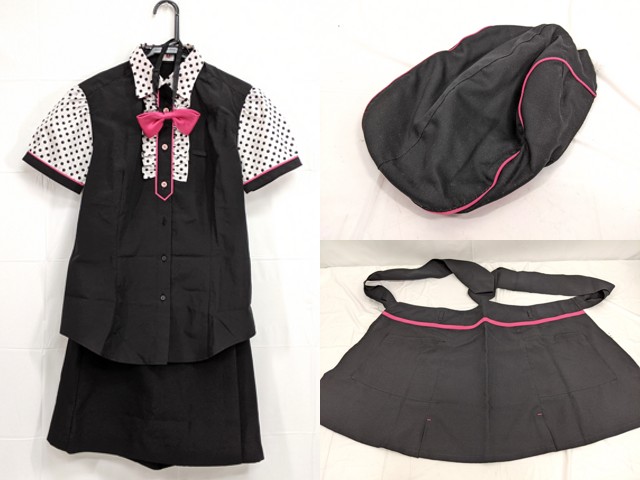 h022 笑笑 居酒屋 シャツ+スカート+帽子+リボン+ソムリエ/yt2404【5GYH  