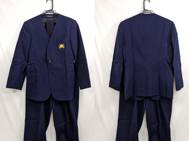 h77 菅生中学校 男子用学生服 ブレザー+夏服・冬服ズボン+ネクタイ/yt2533【5RSI】