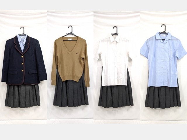 j04 愛国学園高校 ブレザー+半袖・長袖シャツ+カーデガン+冬服スカート/yt2539【9EFH】