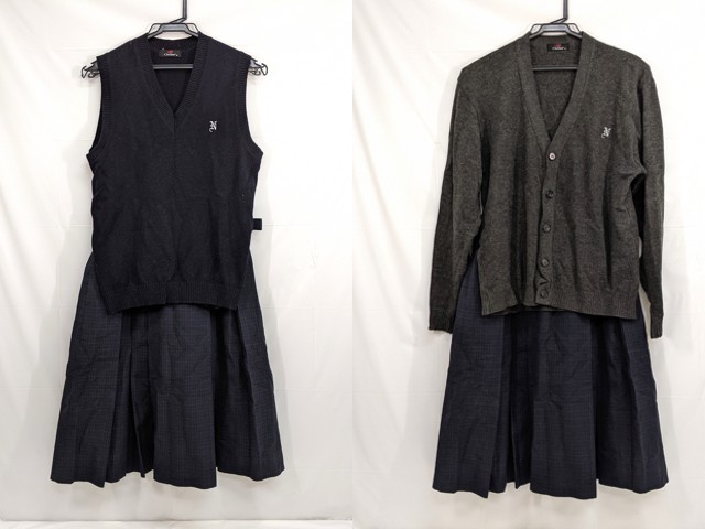 j27 滋賀県立長浜高校 カーデガン+ニットベスト+夏服スカート/yt2600【2DVL】