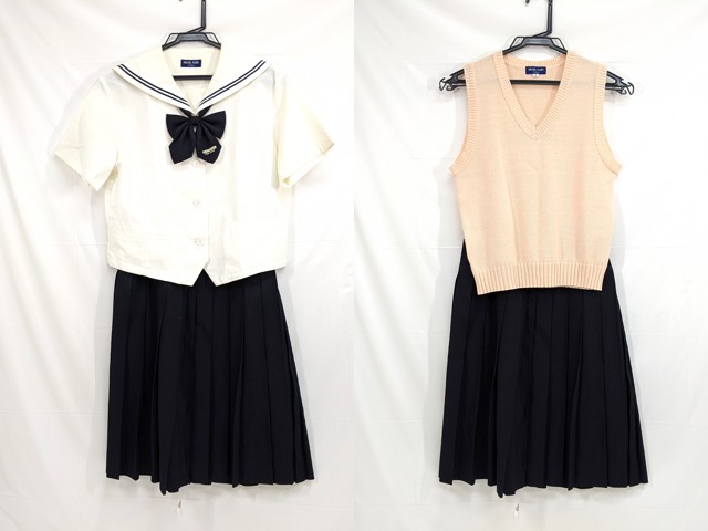 j45 桜花学園高校 夏服セーラー服+ニットベスト+夏服スカート+リボン /yt2608【24JFG】