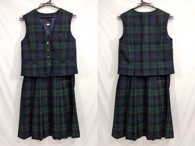 j57 静岡県 三島学園 知徳高校 ベスト+夏服スカート/yt2618【6KCS】