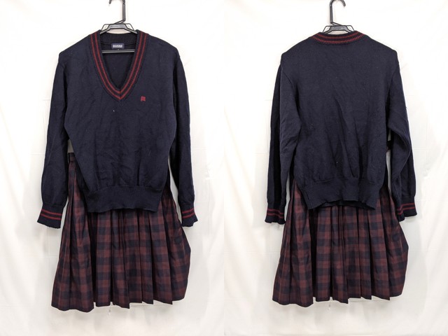 j83 京都明徳高校 モリハナエ セーター+冬服スカート/yt2639【6XKD】