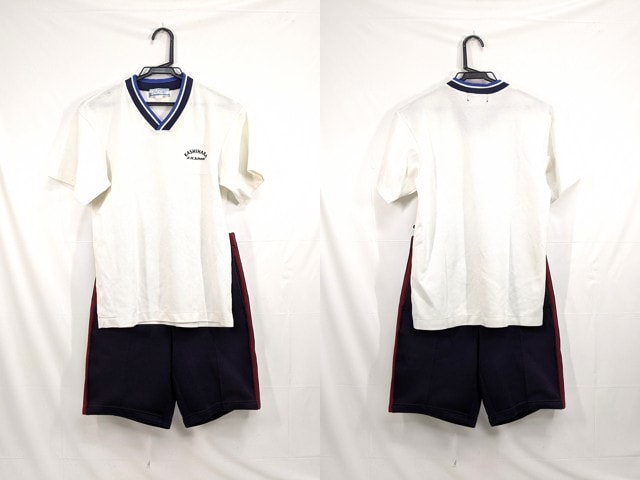 k21 愛知県春日井市柏原中学校 体操服 体操着 半袖シャツ+ハーフパンツ/yt2674【2HSD】