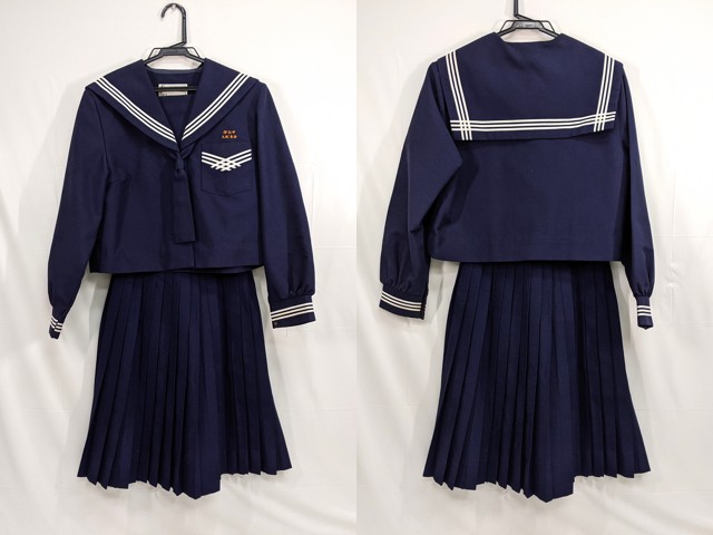 k50 沖縄県 伊江中学校 ネクタイ付き冬服セーラー服+冬服スカート/yt2733【12JDE】