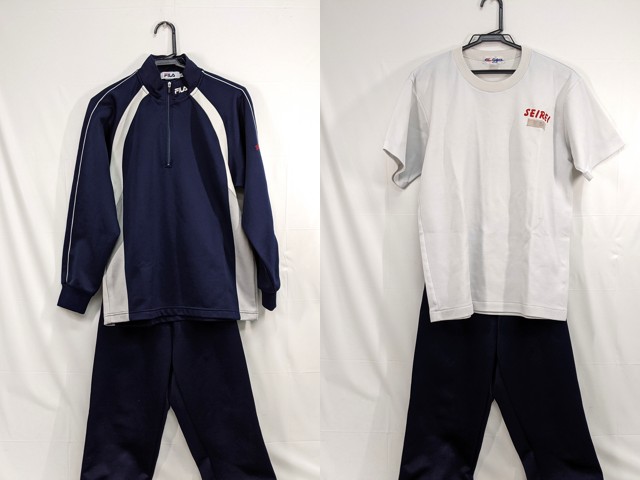 B29 愛知県 聖霊中学校 体操服 体操着 半袖シャツ+長袖ジャージ上下/yt2747【8HSF】