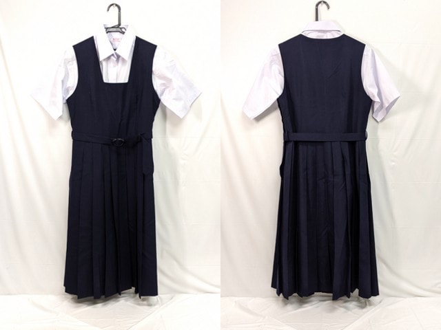 k86 東京都 篠崎中学校 大きめサイズ 半袖シャツ+ジャンパースカート/yt2779【6SHJ】