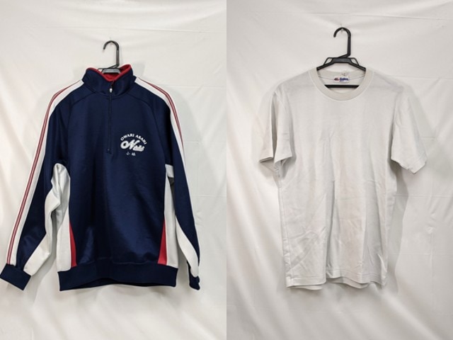 C83 愛知県 尾張旭中学校 体操服 体操着 長袖ジャージ+半袖シャツ/yt2908【25DF】