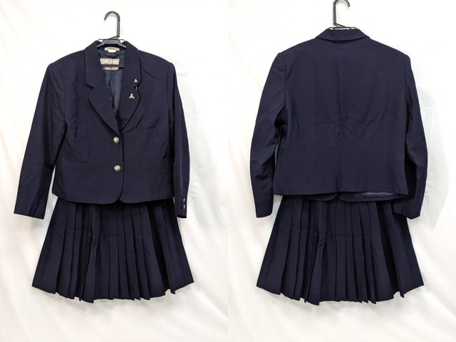 M44 中学校?? 高校?? 校章付きブレザー 165+冬服スカート/yt3011【5DKV】