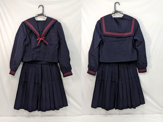 m44/中学校・高校■冬セーラー服上下セット 赤3本線/og0525【8bel】