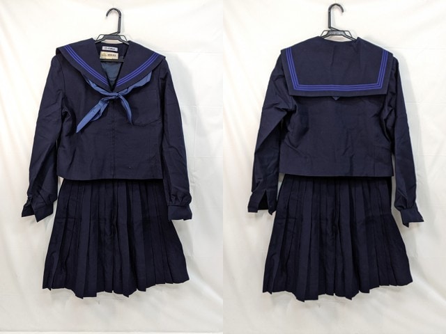 m44/中学校・高校■冬セーラー服上下セット 青3本線/og0526【8bxk】