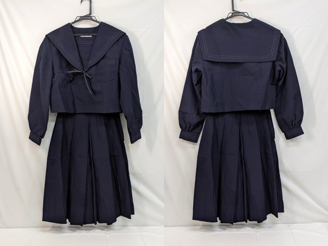 m44/中学校・高校■冬セーラー服上下セット 165A 黒?紺?2本線/og0531【9gnc】