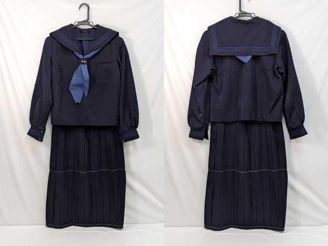 m44/中学校・高校■冬セーラー服上下セット 青3本線/og0533【8axq】