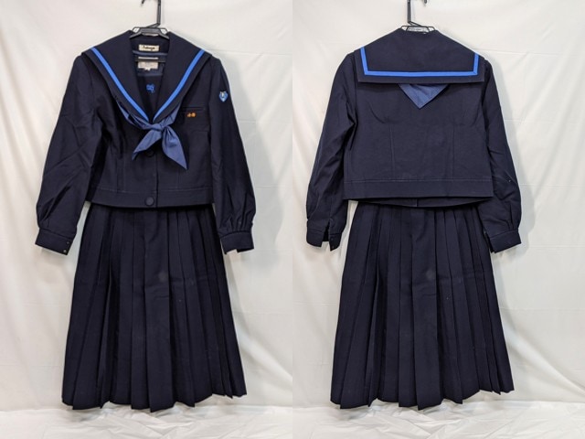 m44/中学校・高校■冬セーラー服上下セット 青1本線/og0536【12mxi】
