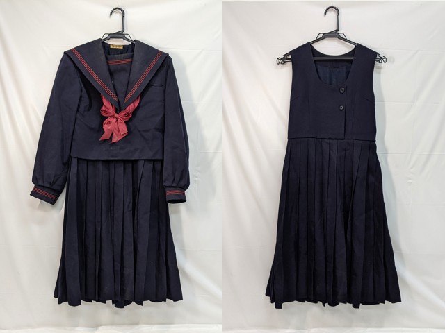 m44/中学校・高校■冬セーラー服・ジャンバースカート 上下セット 赤3本線/og0538【8lms】