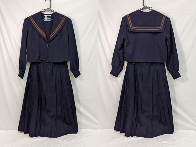 m44/中学校・高校■冬セーラー服 9号 上下セット 茶色2本線/og0539【11kmx】