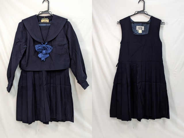 m44/中学校・高校■冬セーラー服155+ジャンバースカート 上下セット 紺3本線/og0542【1oplm】