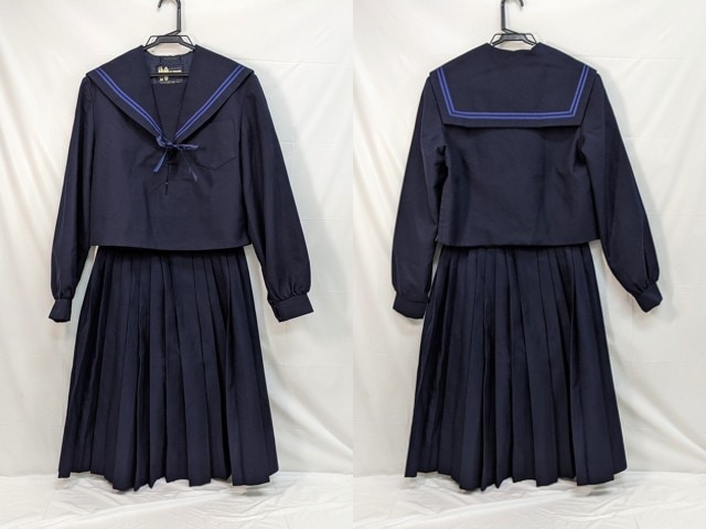 m44/中学校・高校■冬セーラー服13号 上下セット 青2本線/og0543【8kim】