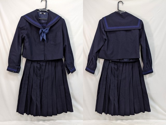 m44/中学校・高校■冬セーラー服155AB 上下セット 青2本線/og0545【8kmg】