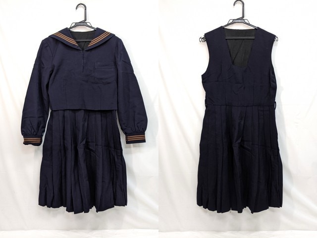 m44/中学校・高校■冬セーラー服上下セット 茶色3本線/og0548【5gfv】