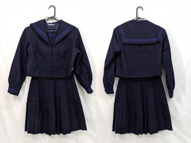 m44/中学校・高校■冬セーラー服160A+モリハナエ冬スカート 青2本線/og0549【4lad】