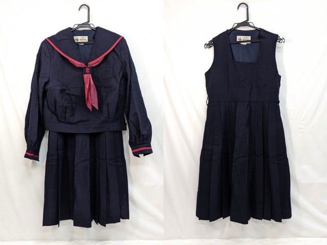 m44/中学校・高校■冬セーラー服170A+ジャンバースカート170A 大き目 上下 赤1本線/og0550【14olc】