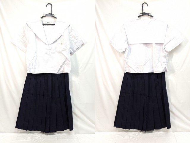 m44 中学校?? 高校?? 夏服セーラー服 Lサイズ+夏服スカート/yt3065【2ERT】
