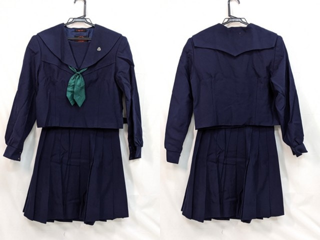 m44 中学校?? 高校?? 校章付き冬服セーラー服+冬服スカート+スカーフ/yt3111【5RMV】