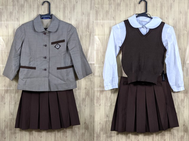 n42 京都 ノートルダム小学校 ブレザー+ニットベスト+長袖シャツ+スカート/yt3203【5DHV】