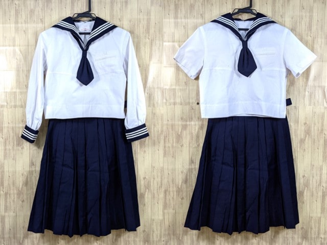 n40 東京都 十文字高校 夏服・中間服セーラー服+夏服スカート/yt3227【45EDF】