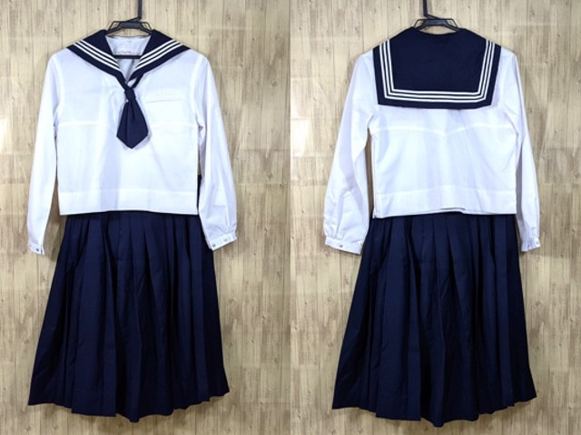 n36 東京都 十文字高校 ネクタイ付中間服セーラー服+夏服スカート/yt3333【25WDF】