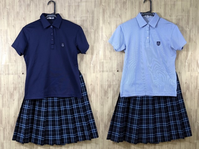 o02 東京都 帝京高校 半袖ポロシャツ+夏服スカート/yt3344【18EUV】