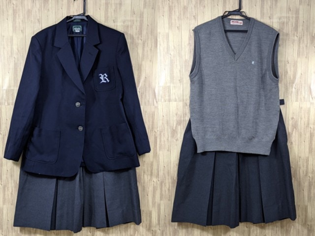 o44 中学校?? 高校?? ブレザー+ニットベスト+夏服/冬服スカート/yt3370【5DJE】
