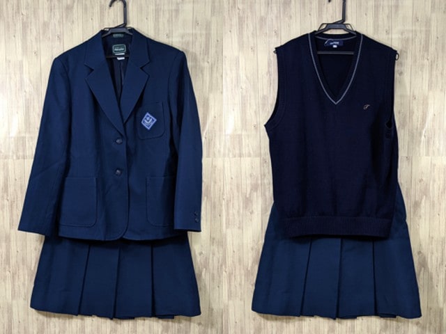o44 京都府 八条中学校 ブレザー+ニットベスト+冬服スカート/yt3374【7JEC】