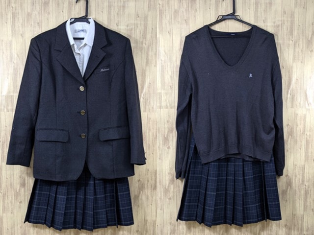 o44 京都 洛西高校 ブレザー+長袖シャツ+セーター+冬服スカート/yt3376【1TWEC】