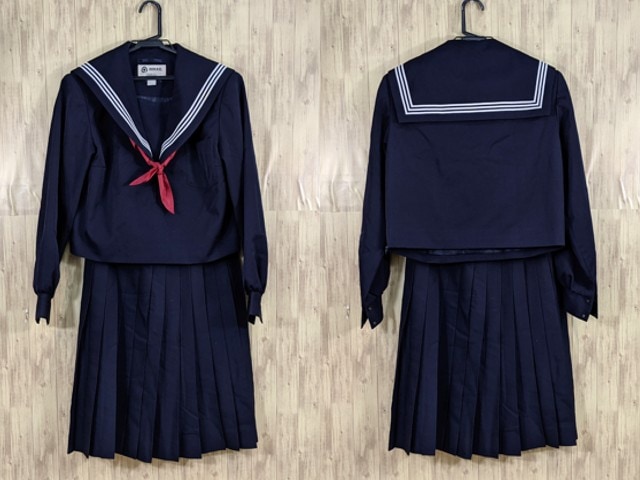p17 中学校?? 高校?? 冬服セーラー服+夏服スカート+スカーフ/yt3440【7EFD】