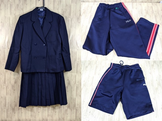 T1717 神奈川県 共進中学校 ブレザー+冬服/夏服スカート+体操服 ハーフパンツ+ジャージパンツ/yt3448【1KEHV】