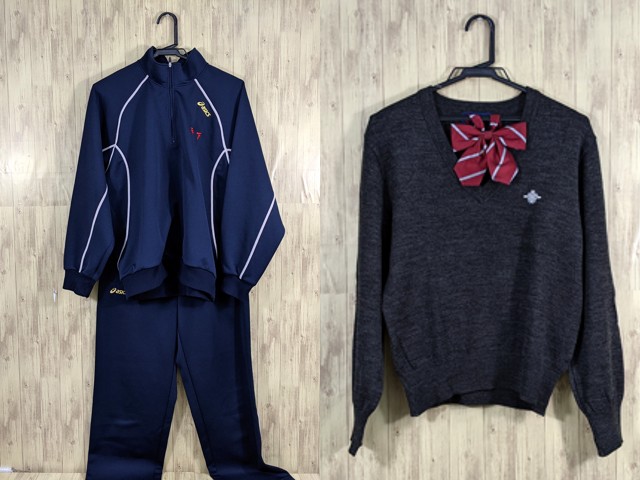 q00 東京都 上板橋第一中学校 セーター+体操服 体操着 長袖ジャージ上下+リボン/yt3557【5DKC】