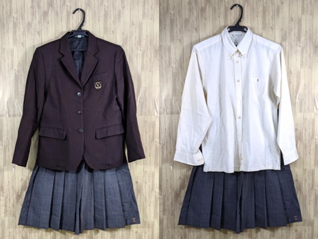 q46 京都府立鳥羽高校 長袖シャツ+夏服スカート/yt3609【6LDC】