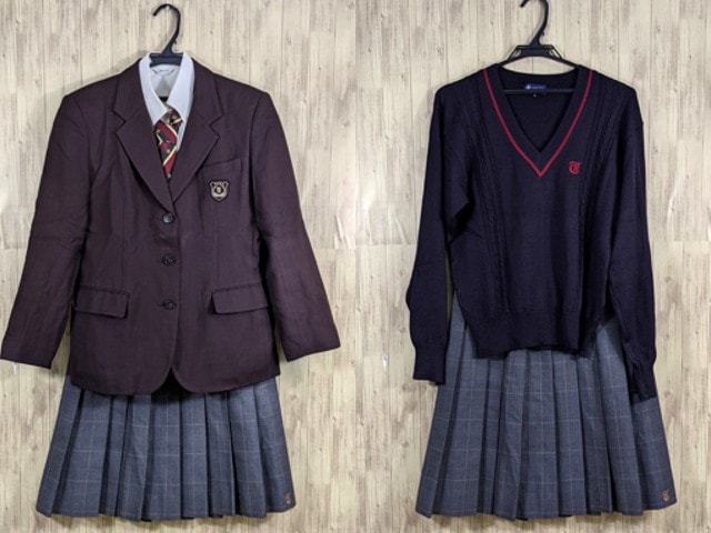 q46 京都府立鳥羽高校 ブレザー+長袖シャツ+カーデガン+冬服スカート+ネクタイ /yt3611【1LKEC】