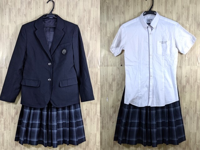 q46 京都府 精華学園高校 ブレザー+半袖シャツ+冬服スカート/yt3613【11JDE】