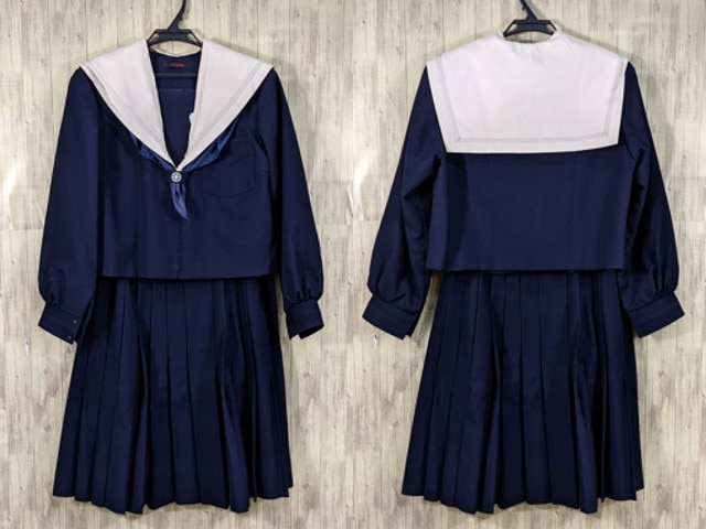 T1844 大阪府 東雲中学校 冬服セーラー服+冬服スカート+スカーフ/yt3628【1JSCF】