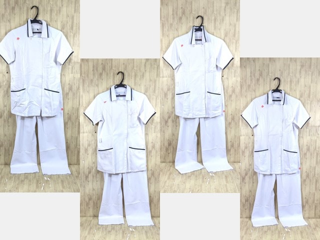 r38 ナース服 看護服 白衣上下セット ジャケット+ストレートパンツ M～Lサイズ/yt3654【3POC】