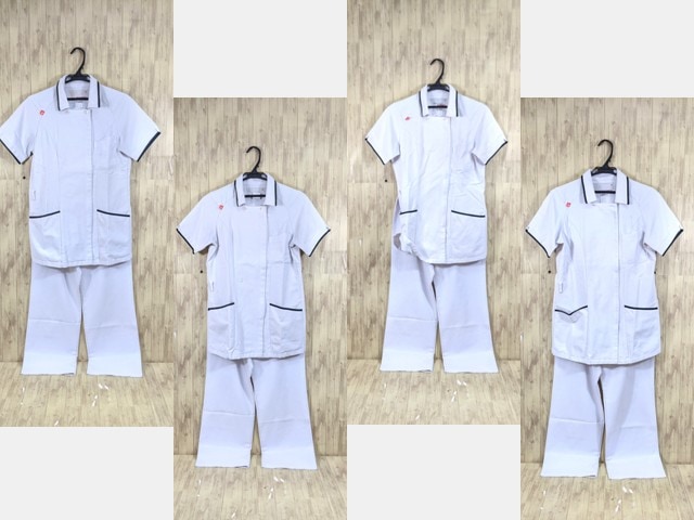 r38 ナース服 看護婦服 白衣上下4点セット ジャケット+ストレートパンツ Mサイズ/yt3658【3PWK】