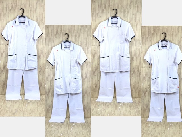 r38 ナース服 看護婦服 白衣上下4点セット ジャケット+ストレートパンツ Lサイズ/yt3661【3OWC】