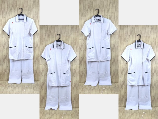 r38 ナース服 看護婦服 白衣上下4点セット ジャケット+ストレートパンツ Lサイズ/yt3662【3PEF】