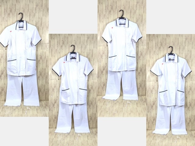 r38 ナース服 看護婦服 白衣上下4点セット ジャケット+ストレートパンツ Lサイズ/yt3664【3QKC】