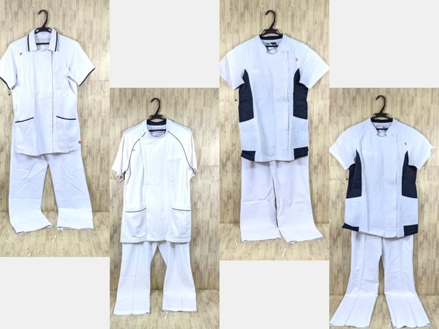 r38 ナース服 看護婦服 白衣上下 ジャケット+ストレートパンツ Lサイズ/yt3668【3QOX】